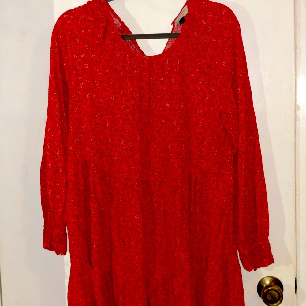 Floral Shift Long Sleeve Dress